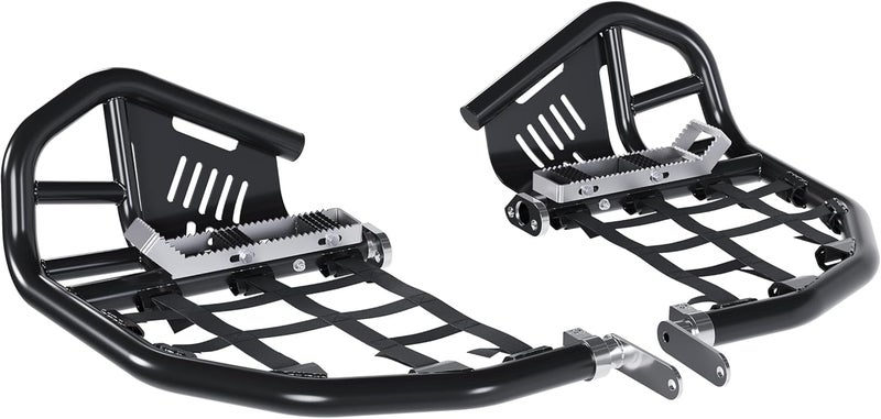Kojem Nerf Bars Foot Pegs Compatible with All Years Honda 400EX 400X (Silvery Nerfs & Black Nets) - Image 2